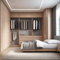 Create a spacious bedroom design based on provided 3D and 2D model photos