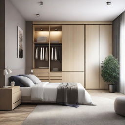 Create a spacious bedroom design based on provided 3D and 2D model photos