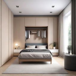 Create a spacious bedroom design based on provided 3D and 2D model photos