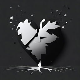 A detailed illustration of a broken heart in a black room