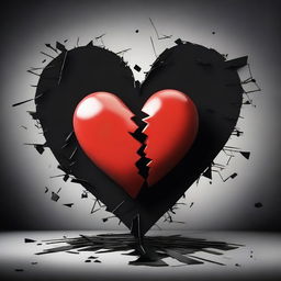 A detailed illustration of a broken heart in a black room