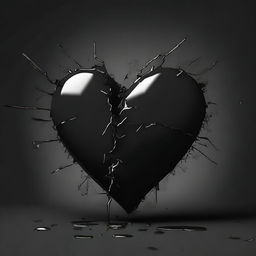 A detailed illustration of a broken heart in a black room