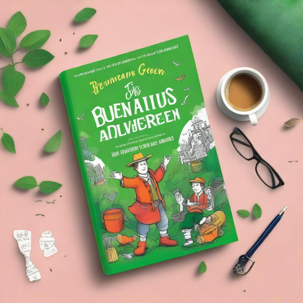 Create a book cover for 'The Curious Adventures of Benjamin Green' by Urisha 