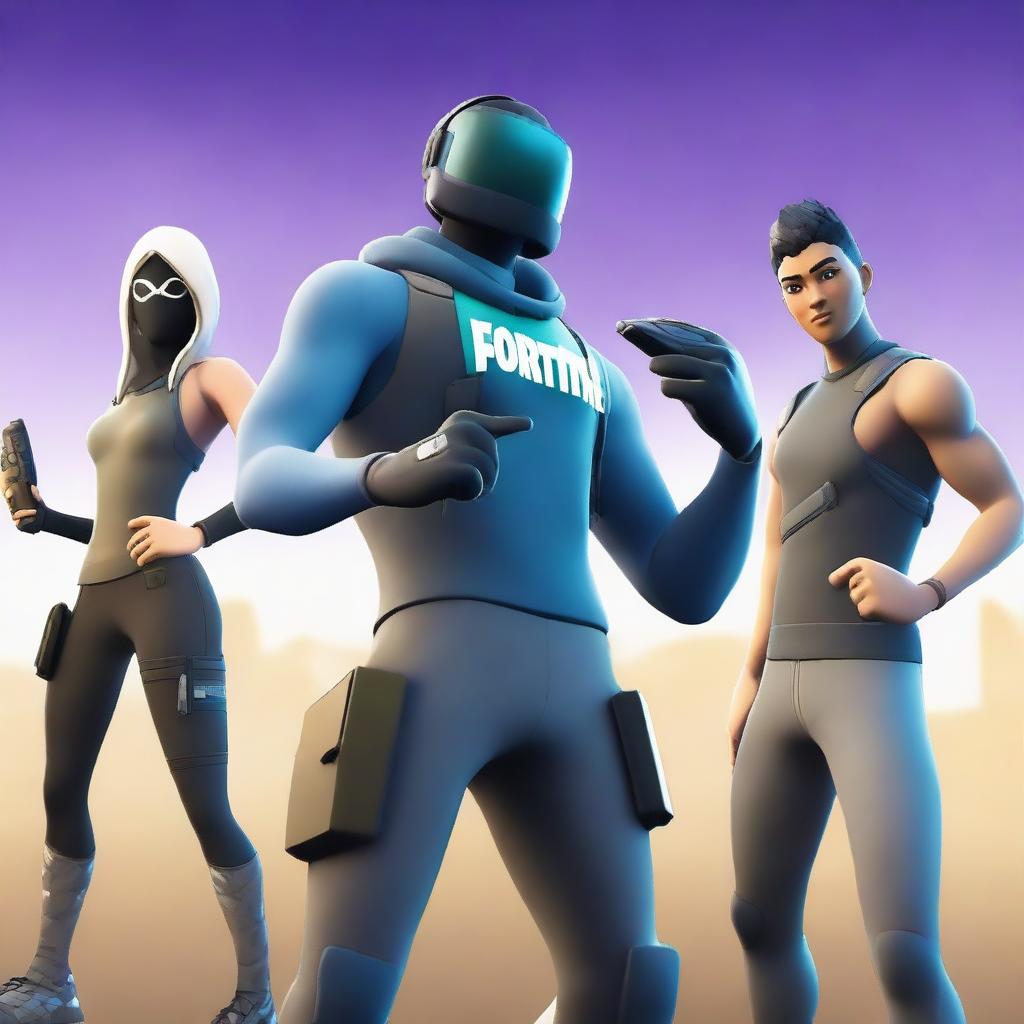 Create an image of a gamer playing Bonelab VR using Fortnite skins only, showcasing a no avatar switching challenge