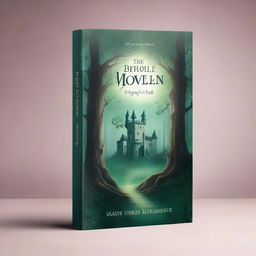 A captivating book cover featuring a mystical forest with ancient trees and a hidden path leading to an enchanted castle in the distance