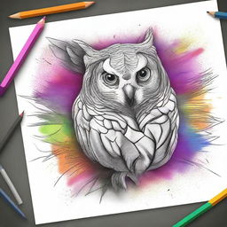 Create a highly detailed and realistic colored render of a hand-drawn sketch