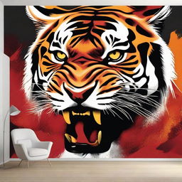 A powerful mural on a wall titled 'ANGER OF THE TIGRESS