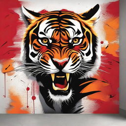 A powerful mural on a wall titled 'ANGER OF THE TIGRESS