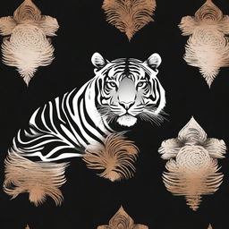 A sleek black wall featuring the design of a tigress