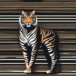 A sleek black wall featuring the design of a tigress