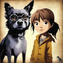 Create a movie poster featuring a young girl on a quest to find her missing dog