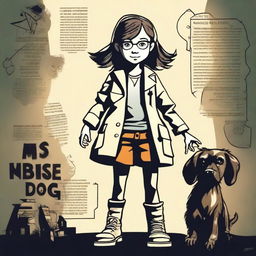 Create a movie poster featuring a young girl on a quest to find her missing dog