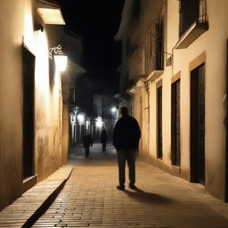 En una noche oscura, Luis caminaba solo por una calle desierta