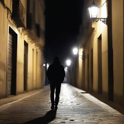 En una noche oscura, Luis caminaba solo por una calle desierta