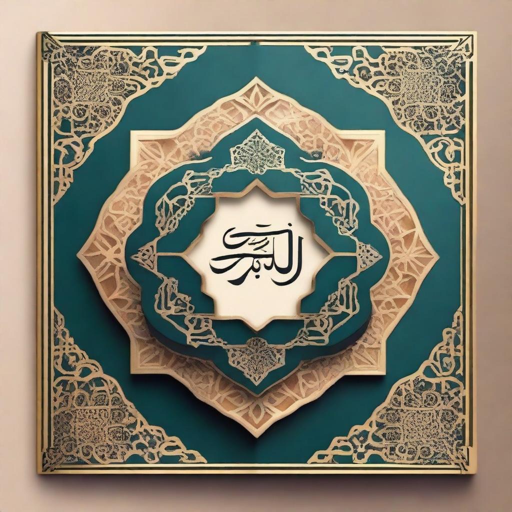 Create a beautiful and elegant book cover page with Islamic art motifs