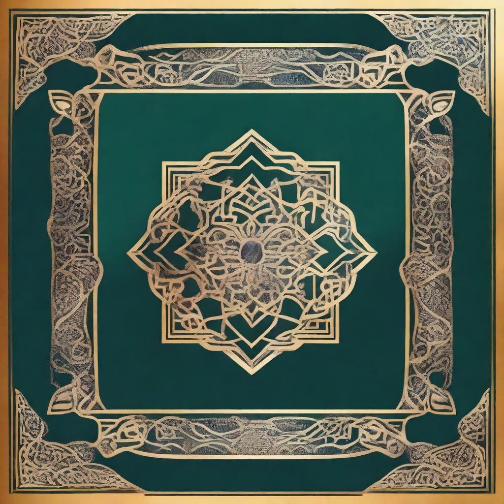 Create a beautiful and elegant book cover page with Islamic art motifs