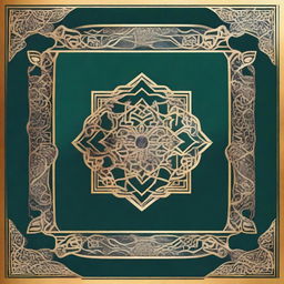 Create a beautiful and elegant book cover page with Islamic art motifs