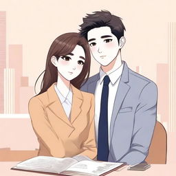 A book cover featuring a soft office romance couple, reminiscent of a K-Drama poster or webtoon