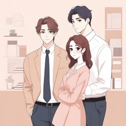 A book cover featuring a soft office romance couple, reminiscent of a K-Drama poster or webtoon