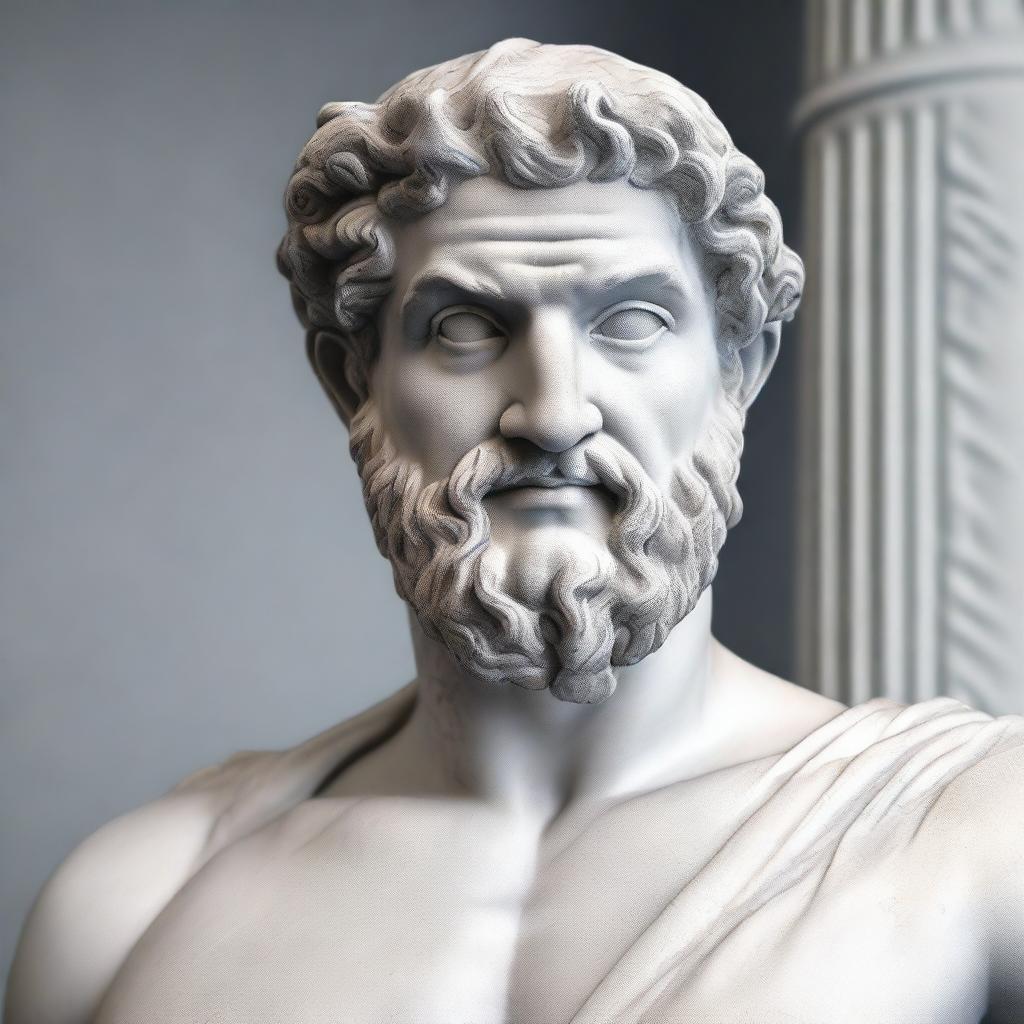 A highly detailed and realistic image of a Greek statue, capturing the classical beauty and intricate details of ancient Greek sculpture