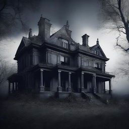 Create an image of an eerie, old mansion titled 'House 891'