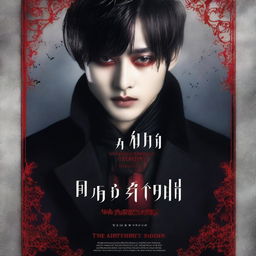 Create a captivating book cover for "Soul-Bound Secrets" featuring Kim Taehyung as a vampire