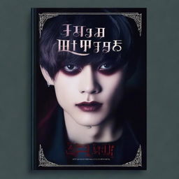 Create a captivating book cover for "Soul-Bound Secrets" featuring Kim Taehyung as a vampire