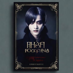 Create a captivating book cover for "Soul-Bound Secrets" featuring Kim Taehyung as a vampire