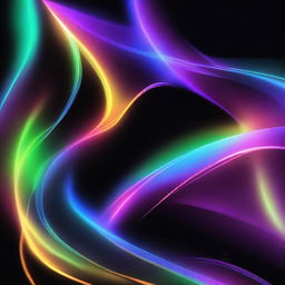 Create an abstract image featuring fluid holographic iridescent neon light curves in motion