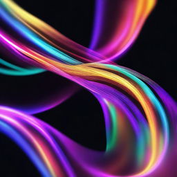 Create an abstract image featuring fluid holographic iridescent neon light curves in motion