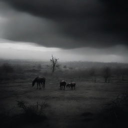 A dark and emotional depiction of Indian land, featuring a moody and somber atmosphere