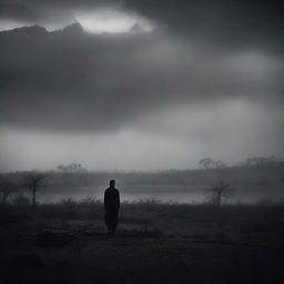 A dark and emotional depiction of Indian land, featuring a moody and somber atmosphere