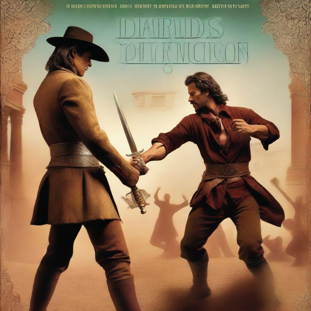 A book cover featuring a duel between two people, with the title 'Dardos, Pasión y Redención'