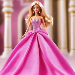 A Barbie doll wearing a stunning Fashion Fairytale dress, but with the user's face