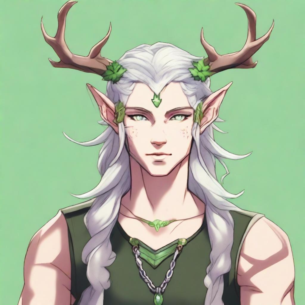 A 25-year-old young male half-dryad with a slender but strong build