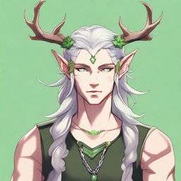 A 25-year-old young male half-dryad with a slender but strong build