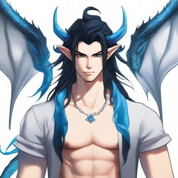 A 25-year-old young male half-dragon with light skin