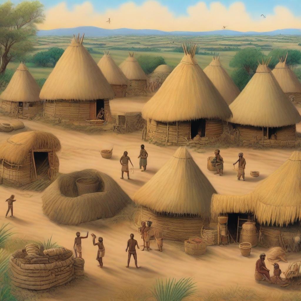 A detailed scene depicting life during the Bronze Age