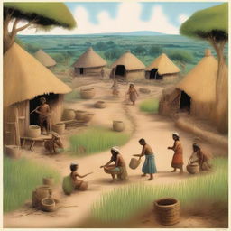 A detailed scene depicting life during the Bronze Age