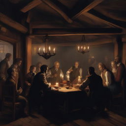 A bustling tavern filled with sinister-looking people