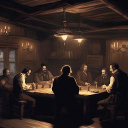 A bustling tavern filled with sinister-looking people