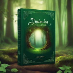 Create a book cover featuring an enchanting forest with a hidden magical portal