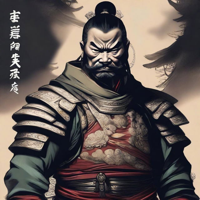 A depiction of a Chinese guard from the Edo period with an evil glare