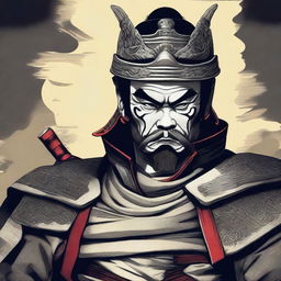 A depiction of a Chinese guard from the Edo period with an evil glare