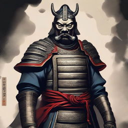 A depiction of a Chinese guard from the Edo period with an evil glare