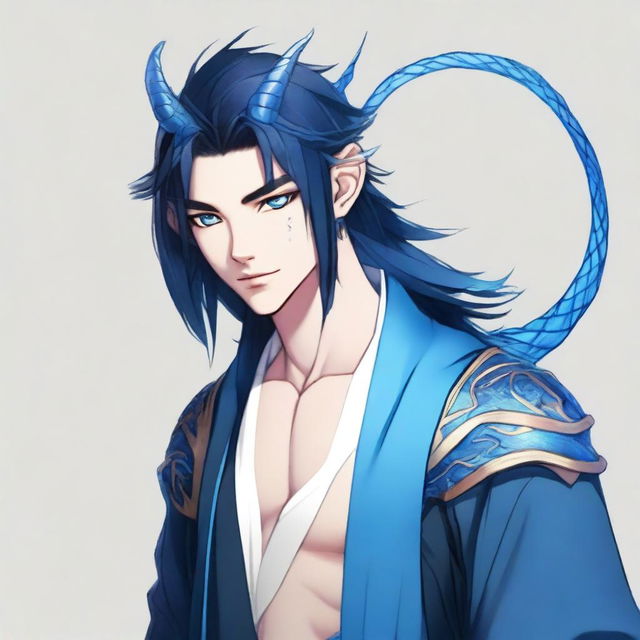 A 25-year-old young male half-dragon with light skin