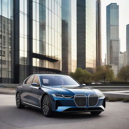 A high-resolution image of a sleek and modern BMW i7, showcasing its luxurious design and advanced features