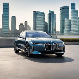 A high-resolution image of a sleek and modern BMW i7, showcasing its luxurious design and advanced features