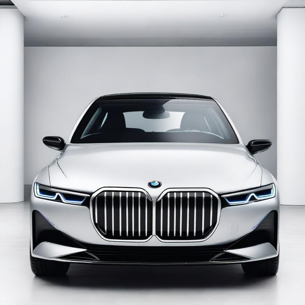 A high-resolution image of a sleek and modern BMW i7, showcasing its luxurious design and advanced features