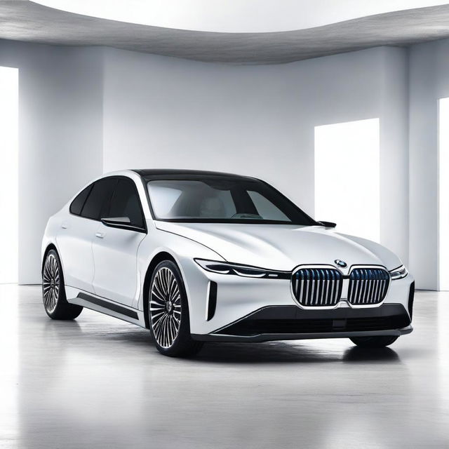 A high-resolution image of a sleek and modern BMW i7, showcasing its luxurious design and advanced features